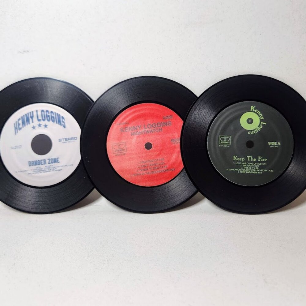 NEW Kenny Loggins Vinyl Coasters Set of 3 Pack Records Desk Decor Decorations